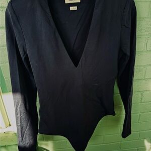 Aritzia Babaton Navy Deep Long Sleeve Bodysuit